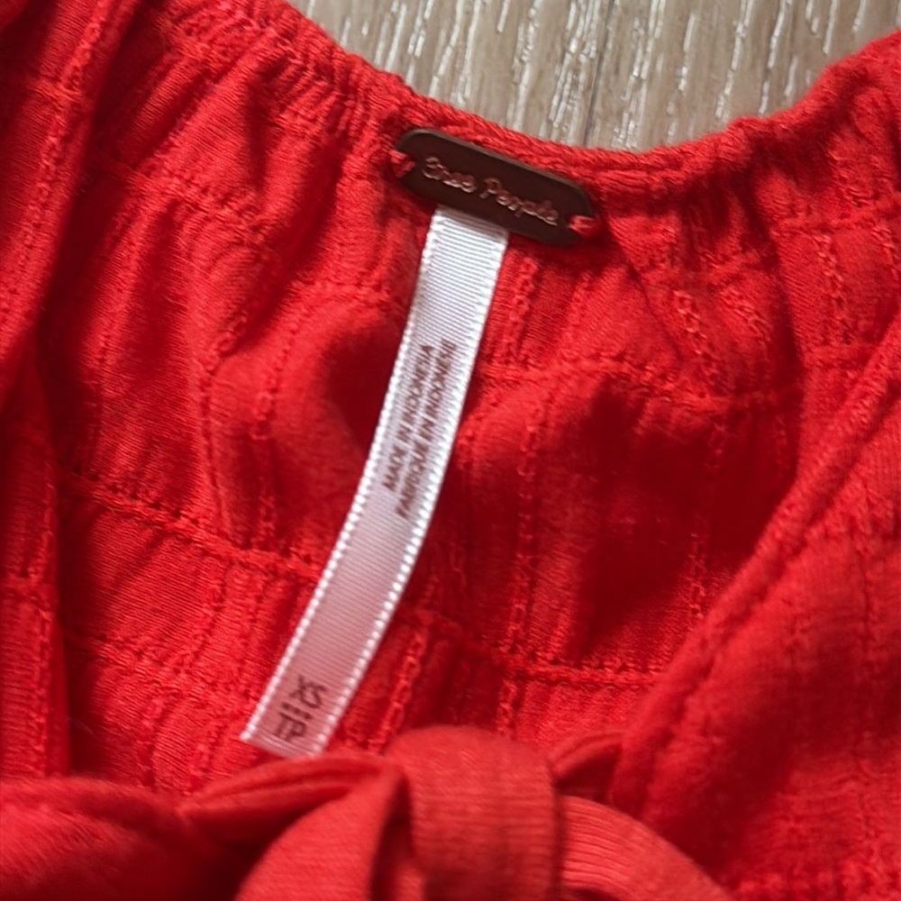 Free People Red Ruffle Flowy Tank Top - Picture 4 of 5